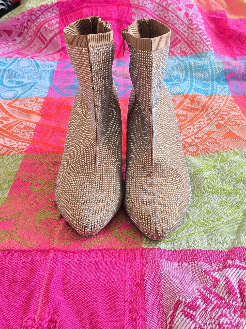 Torrid Rhinestone Embellished Women's Ankle Boots - Nude